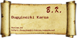 Bugyinszki Karsa névjegykártya